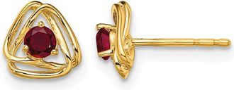Diamond2Deal 14k Yellow Gold Created Ruby Stud Earrings