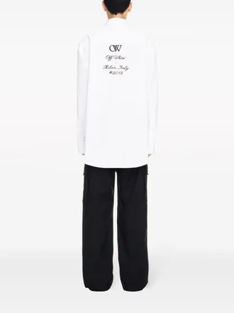 Off-white Logo-Embroidered Cotton Shirt - White