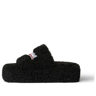 Balenciaga (WMNS) Balenciaga Furry Platform Slides Black 762826W2DO11096