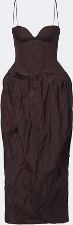 Magda Butrym Gathered cotton-blend bustier dress