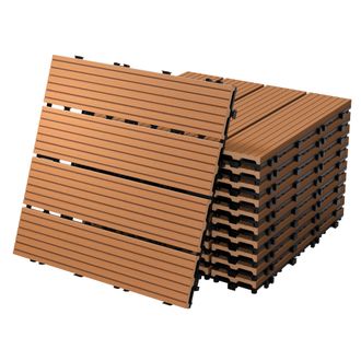 ECD Germany Ecd Germany Baldosas De Patio Wpc De 30x30 Cm 22 Piezas Por 2m&sup2; Con Aparencia De Madera Marr&oacute;n Claro Con Sistema De Drenaje Y Instalaci&oacute;n Mediante Cli
