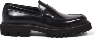 Baldinini Gekreukelde lederen loafer - Heren - Loafers - Bruin - 42 1/2 EU - Leer - Schoenen
