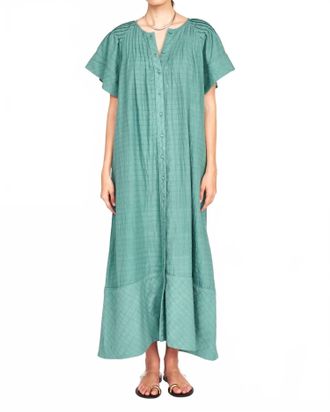 Mirth Vienna Pintuck Dress In Teal Stitch