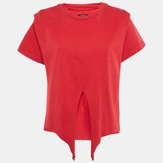 Isabel Marant Red Slub Cotton Zelito Knotted T T-Shirt