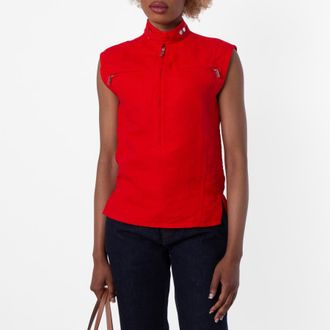 Burberry Womens Half-Zip Canvas Tank Top, Brand Size 2 ( US Size 0 )