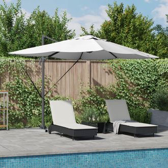 Berkfield Home Cantilever Roma Parasol with LEDs Sand 352x251x265 cm Aluminium in Beige | Size: 352 x 251 x 265 cm