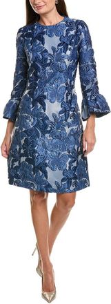 Teri Jon by Rickie Freeman Teri Jon By Rickie Freeman Jacquard Floral 3/4-Sleeve Flounce Cuff Sheath Dress