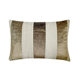 OEM Juego De Dos Fundas De Almohada Lumbar Decorativas Homecentric Color Beige, 30 X 50 Cm (12 X 20), Terciopelo Y Lino Con Estampado De Retazos A Rayas -