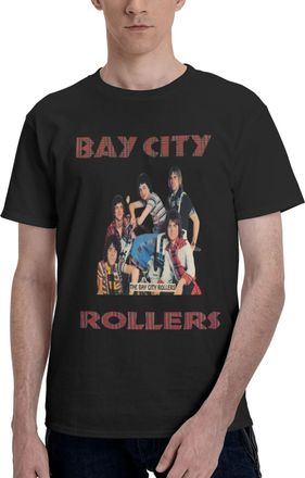 Generic Mens City Rollers Pop Rock Band Bay T-Shirt Short Sleeve Tee-Shirt Basic Simple Vintage Tops Cotton Crew Neck Shirt