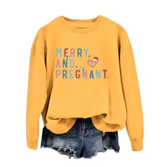 Generic Long Sleeve Christmas Sweatshirts for Women Tops Womens Christmas Pregnancy Sweatshirt For Long Sleeved Pregnant Mothers Top Pregnancy Clothes for Ind