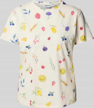 Jake*s Casual T-Shirt mit floralem Print in Offwhite, Größe XS