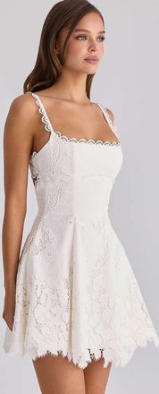 House of CB Isla vestito corto in broderie anglaise bianco - WHITE