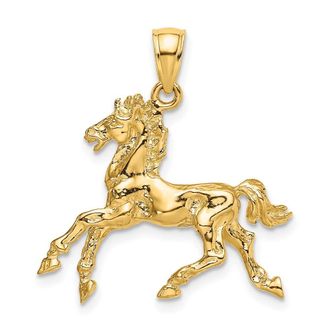 Diamond2Deal 10k Yellow Gold 3-D Horse Trotting Charm