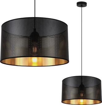 OEM L&aacute;mpara Colgante Asti Negra 1 Pantalla Plana Negra Y Dorada 35cm