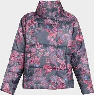 Johnny Was Quilted Floral-Print Puffer Jacket