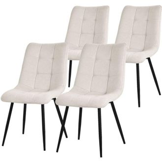 ML Design Ml-design - Juego De 4 Sillas De Comedor Color Beige Asiento Acolchado Para Cocina O Sal&oacute;n Con Funda De Tela Y Patas De Acero Negro Sill&oacute;n Tapizado Su