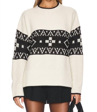 Pistola Denim Lenni Crewneck Sweater In Oatmeal Black Fairisle