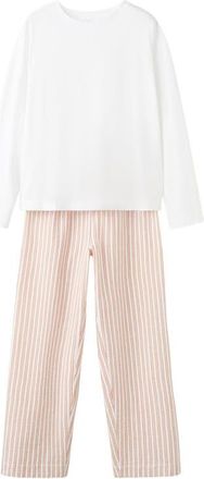 Mango Two-Piece Stripe Cotton Pajamas in Russet at Nordstrom, Size X-Small