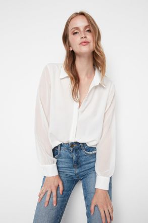 Trendyol Vrouwen Kraag Lang Basis Shirt
