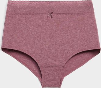 Miiyu Womens Lace trim stretch high-waist boyshort Organic cotton