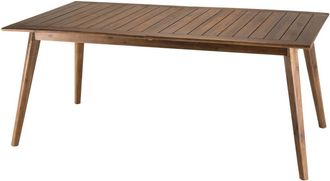Macabane Mesa de jardín rectangular de madera aceitada para 8/10 personas