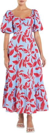 English Factory Tie Back Maxi Dress in Blue Multi at Nordstrom, Size X-Small