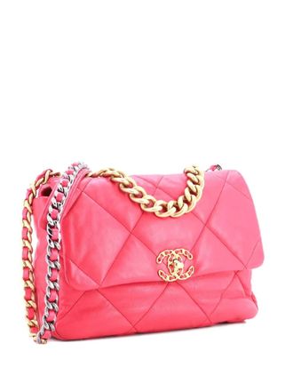 Chanel 19 Flap Bag Quilted Leather Large crossbody bag - Pink