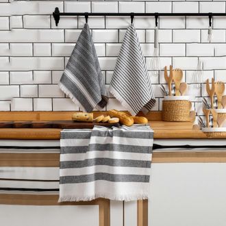Dmora Pa&ntilde;o Nifali, Lavable En Lavadora A 40&deg;, 3 Piezas, 45x65 Cm Negro