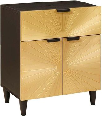 vidaXL Bedside Table Black and Gold 50 x 33 x 60 cm Solid mango wood vidaXL