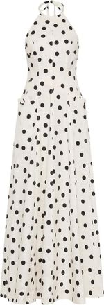 Rebecca Vallance Abito lungo Maisie a pois con scollo allamericana - Bianco