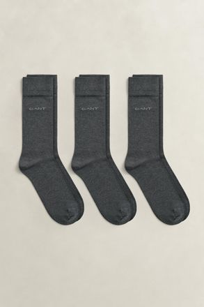 GANT Men 3-Pack Mercerized Cotton Socks (43-45) CHARCOAL MELANGE
