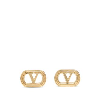 Valentino Garavani Golden VLogo Stud Earrings