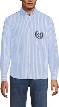 Lands End Traditional Fit Comfort-First Sail Rigger Oxford Shirt in Le Crest/soft Blue Stripe at Nordstrom, Size Xx-Large