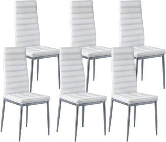 OEM Juego De 6 Sillas De Comedor Modernas Con Acentos, Tapizadas En Cuero, Para Mesa De Comedor, Ahorra Espacio, Con Cojines Gruesos Y Patas De Metal, Bla