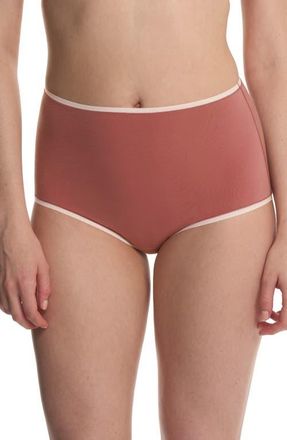 Natori Bliss Bare Cotton High Waist Briefs in Nostalgia Rose/Peach Whip at Nordstrom, Size X-Large