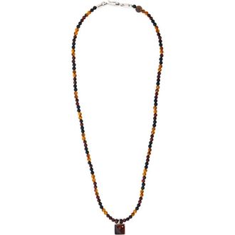 Caputo & Co. Mens Beaded Tigers Eye Pendant Necklace in Tiger Eye at Nordstrom