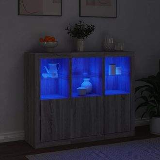 Berkfield Home Sideboards with LED Lights 3 pcs Grey Sonoma Engineered Wood