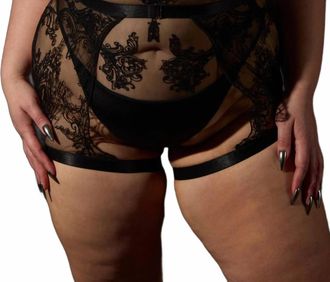 Thistle and Spire Magdalene Embroidered Garter In Black