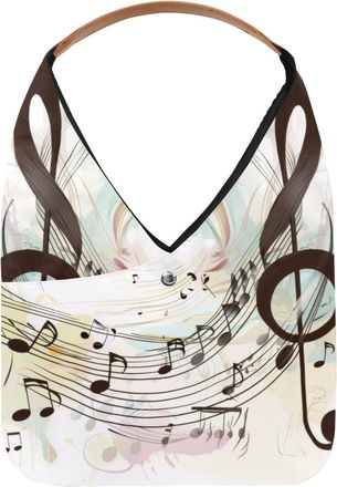 Generic Music Note Staff Reusable Lightweight Grocery Bags - Foldable Into Compact Pouch, Washable & Sturdy, Multipurpose for Shopping and Travel