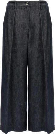 Brunello Cucinelli Wijde Denim Broek met Plooi - Dames - Loose Fit Jeans - Blauw - L - Denim - Jeans
