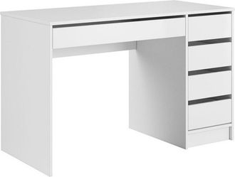Mirjan24 Mobilier1 - Mesa De Oficina Comfivo 312, Blanco + Blanco Brillante, Con Cajones, N&uacute;mero De Puertas: 0, N&uacute;mero De Cajones: 0, 76x120x55cm
