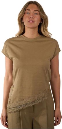 Luisa Cerano Blouses & Shirts - Dames - T-shirts - Groen - L - Katoen - Tops