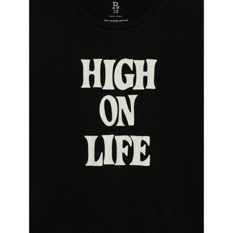 R13 Slogan Print T-Shirt - Black