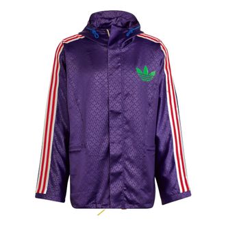 adidas originals Windbreaker Logo Printing Hooded Drawstring Sports Jacket Purple IB3441