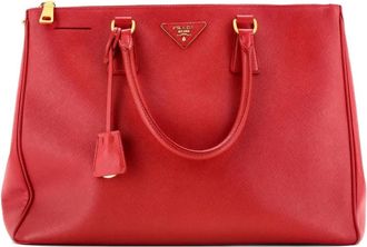 Prada Double Zip Lux Saffiano Leather Medium tote bag - Rood