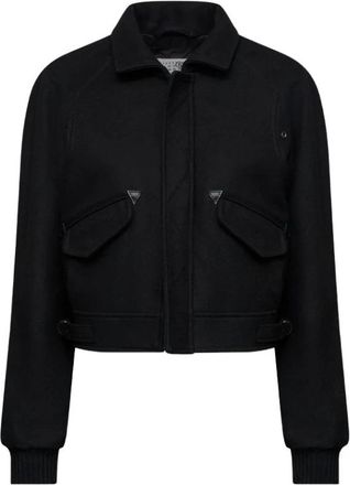 Maison Margiela Wool Overcoat - Dames - Bomber jackets - Zwart - 2XS - Wol - Jassen