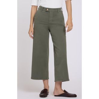 NYDJ Mona High Waist Ankle Wide Leg Trouser Jeans in Desert Green at Nordstrom, Size 14