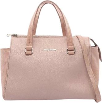 Miu Miu Pre-owned Handbags, female, Pink, Size: ONE SIZE Pre-owned Madras Leather Handbag