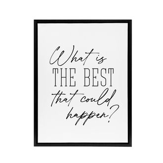 Artery8 What Is The Best That Could Happen Modern Simple Framed Canvas Art in White | Size: W24 x H32