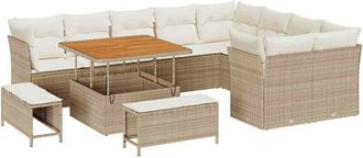 vidaXL Conjunto De Sof&aacute; De Jard&iacute;n Con Coj&iacute;n 12 Pcs Beige Y Crema Vidaxl